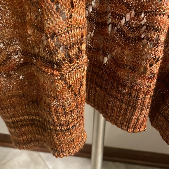 CATHERINES NWT CROCHET lightweight knit layering sweater cowl neck 1X rusty - Picture 4 of 12